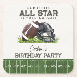 Football Little All Star Touchdown Birthday Party Rechteckiger Pappuntersetzer