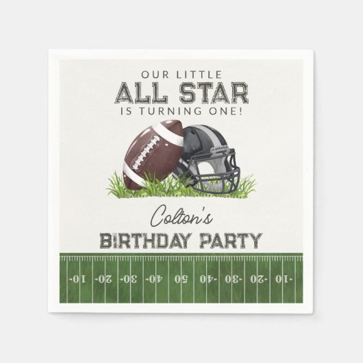 Football Little All Star Touchdown Birthday Party Serviette (Vorderseite)