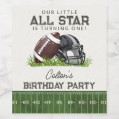 Football Little All Star Touchdown Birthday Party Weinetikett (Einzelnes Label)