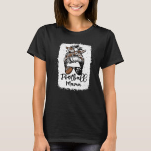 Football Mama Vintag Leopard Messy Bun gebleicht T-Shirt