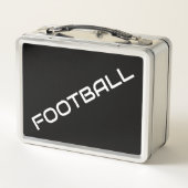 FOOTBALL Moderner weißer Text schwarzer Hintergrun Metall Brotdose (Rückseite)