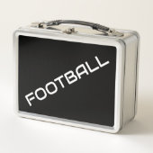 FOOTBALL Moderner weißer Text schwarzer Hintergrun Metall Brotdose (Vorderseite)