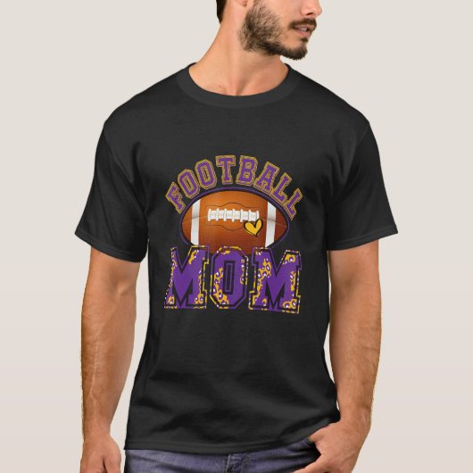 Football Mom Football Leopard Purple Gold For Moth T-Shirt (Vorderseite)