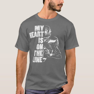 Football My Heart Is On The Line Offensive Lineman T-Shirt