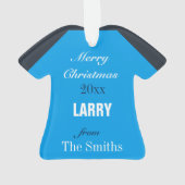 Football Navy, Blue & White Jersey Ornament (Rückseite)