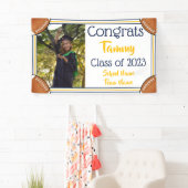 Football Navy & Gold Ein Foto Abschluss Banner (Insitu)