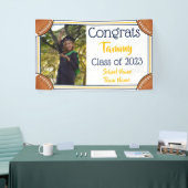 Football Navy & Gold Ein Foto Abschluss Banner (Messeveranstaltung)