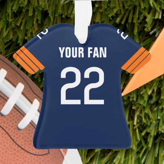 Football Navy & Orange Jersey Ornament
