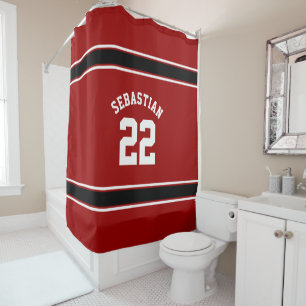 Football Novelty Personalisiert Jersey Black Red Duschvorhang