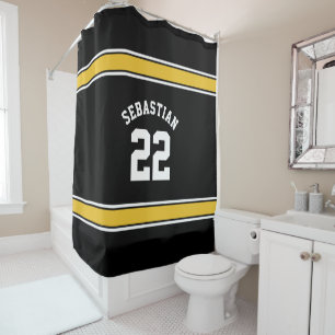 Football Novelty Personalisiert Jersey Black Yello Duschvorhang