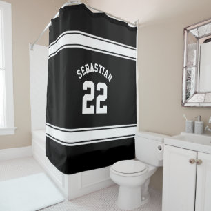 Football Novelty Personalisiert Jersey Schwarz-wei Duschvorhang