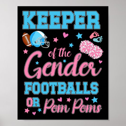 Football oder Pom Poms Niedlicher Gender-Ba-Halter Poster (Vorne)