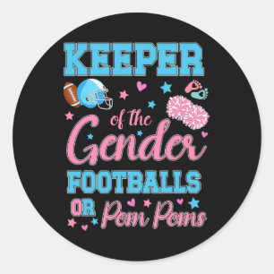 Football oder Pom Poms Niedlicher Gender-Ba-Halter Runder Aufkleber