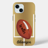 Football on a Stylish Gold background Personalize Case-Mate iPhone Hülle (Rückseite)