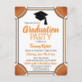 Football Orange & Black Graduation Party Einladungspostkarte (Vorderseite)