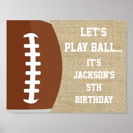 Football Party-Signatur mit Burlap Hintergrund Poster (Vorne)