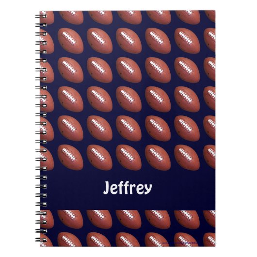 Football Personalisiert Name Blue Spiral Notebook Notizblock (Vorderseite)