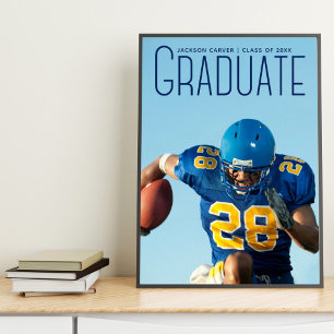 Football Player Abschluss 2025 Blue Script Foto Poster