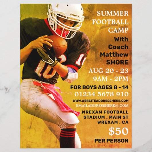Football Player, Football Camp Advertising Flyer (Vorne)
