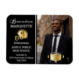 Football Player Foto Black | Gold-Abschluss Magnet