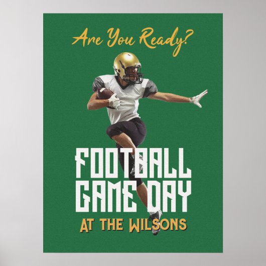 Football Player Game Day Green Poster (Vorne)