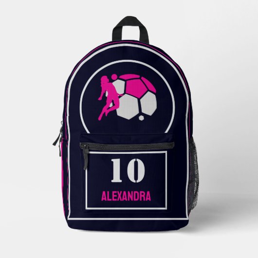 Football Player Girl, Football Birthday Gift Bedruckter Rucksack (Vorderseite)