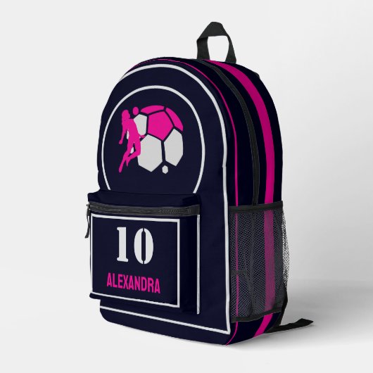 Football Player Girl, Football Birthday Gift Bedruckter Rucksack (Rückseitige Ecke Rechts)