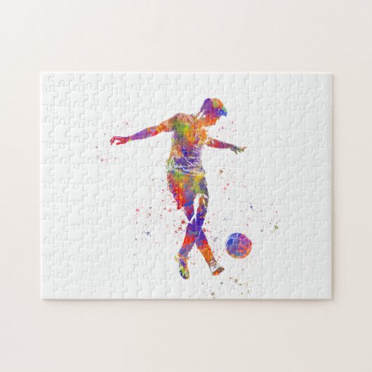 Football player in watercolor puzzle (Horizontal)
