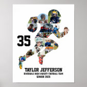 Football Player Photo Collage Custom Senior Gift Poster (Vorne)