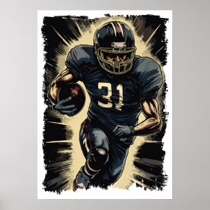 ✪ Football Player Portrait ☛ Abstrakten Vector NFL Poster