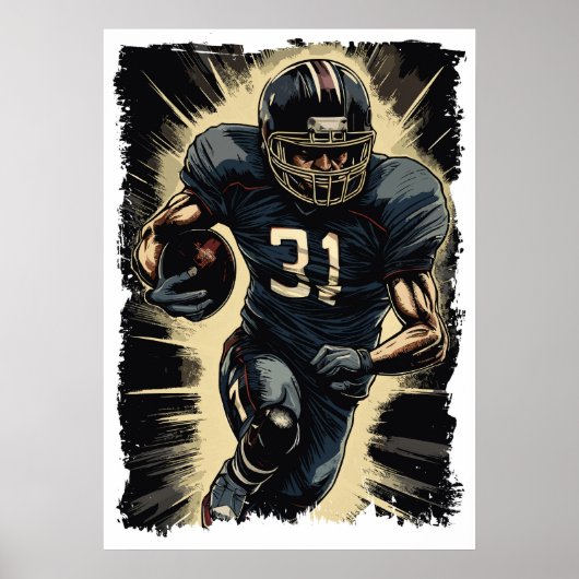 ✪ Football Player Portrait ☛ Abstrakten Vector NFL Poster (Vorne)