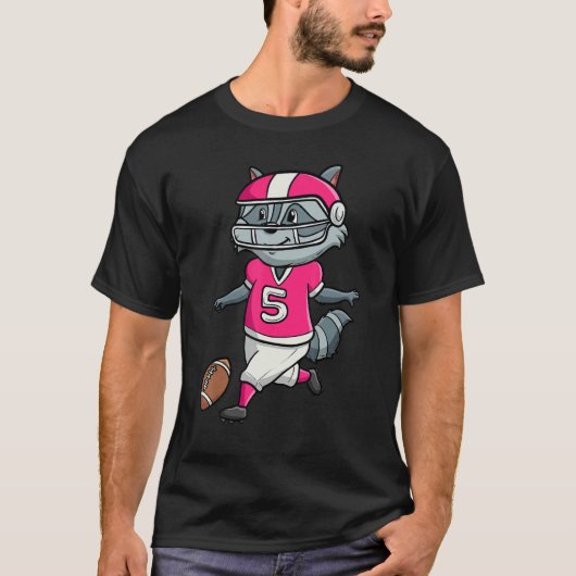 Football Player Raccoon wild Animal Trash Panda T-Shirt (Vorderseite)