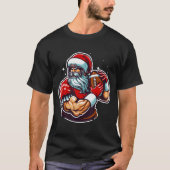 Football Player Santa Christmas Pajama Funny X-mas T-Shirt (Vorderseite)