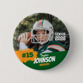 Football Player Senior Night Custom Photo Sports Button (Vorderseite)
