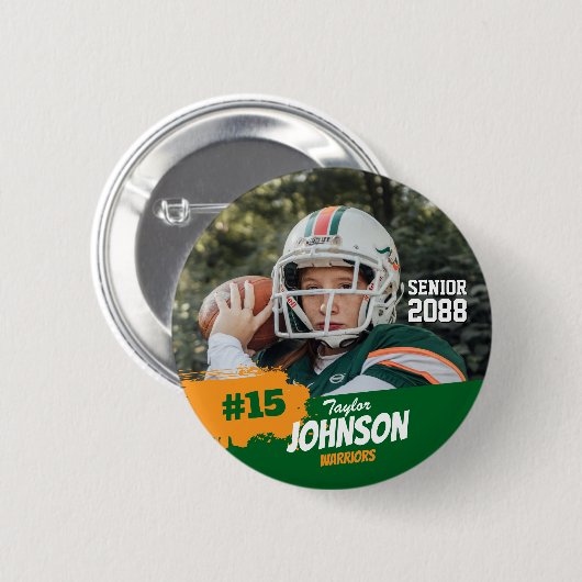 Football Player Senior Night Custom Photo Sports Button (Vorne & Hinten)
