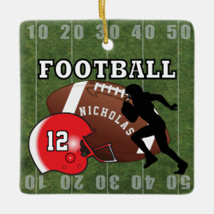 Football Player Touchdown - Red Keramikornament