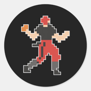 Football Player Video Game Pixel Art Retro Grafik Runder Aufkleber