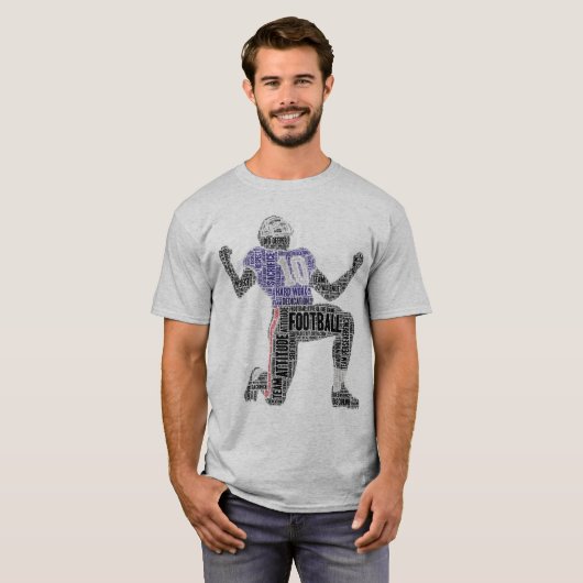 Football Player Word Art Dedication Inspiration T-Shirt (Vorne ganz)