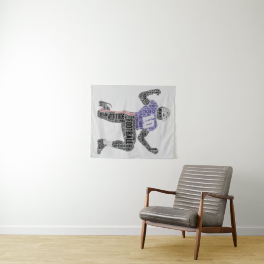 Football Player Word Art Dedication Inspiration Wandteppich (Beispiel (Horizontal))