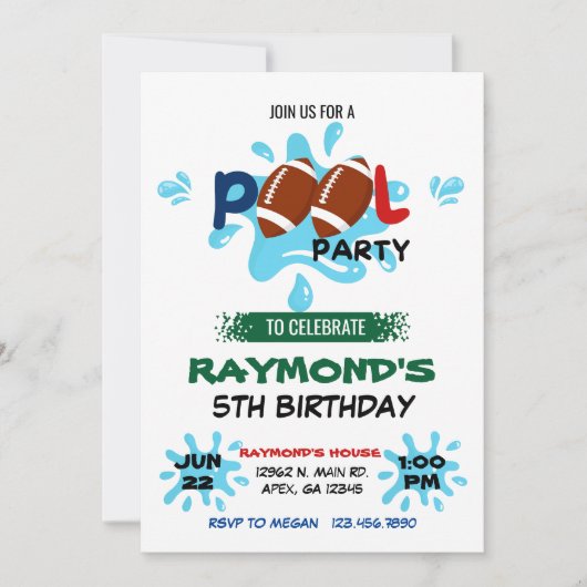 Football Pool Party Geburtstag Einladung (Vorderseite)
