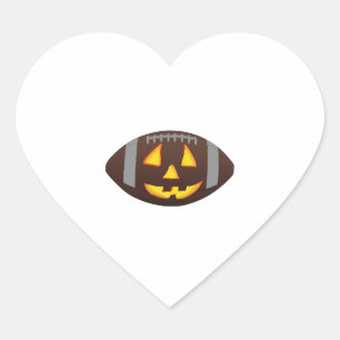 Football Pumpkin Face Herz-Aufkleber