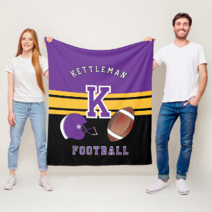 Football 🏈 Purple and Gold Yellow Sport Letter Fleecedecke