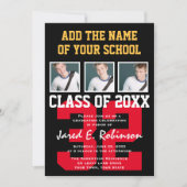 Football Quarterback Jersey Nummer Abschluss Einladung (Vorderseite)