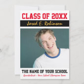 Football Quarterback Jersey Nummer Abschluss Einladung (Rückseite)