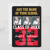 Football Quarterback Jersey Nummer Abschluss Einladung (Vorderseite)