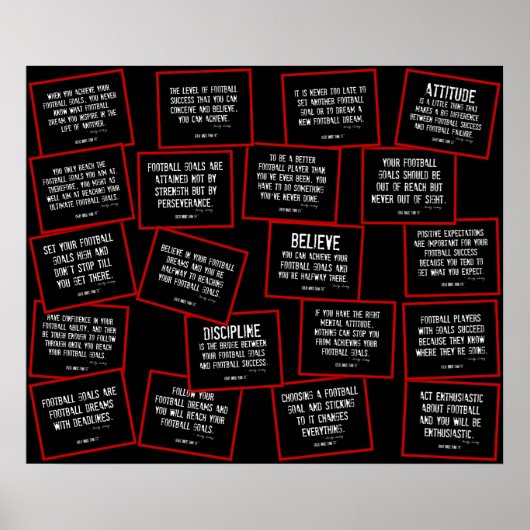 Football Quotes Collage in Rot, Schwarz und Weiß Poster (Vorne)