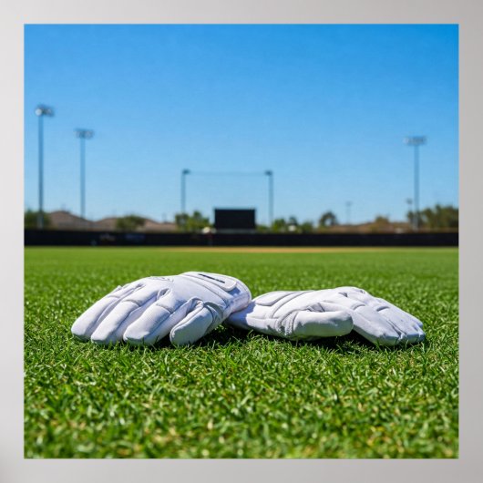 Football Receiver Gloves on Turf Field Poster (Vorne)