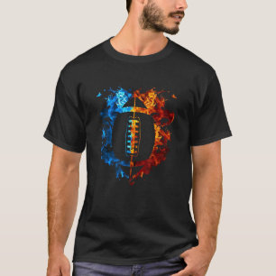 Football Red Blue Fire Sport Football T-Shirt