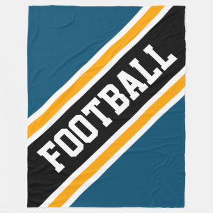 FOOTBALL Retro Aquamarine diagonal-schwarz-gelbe S Fleecedecke