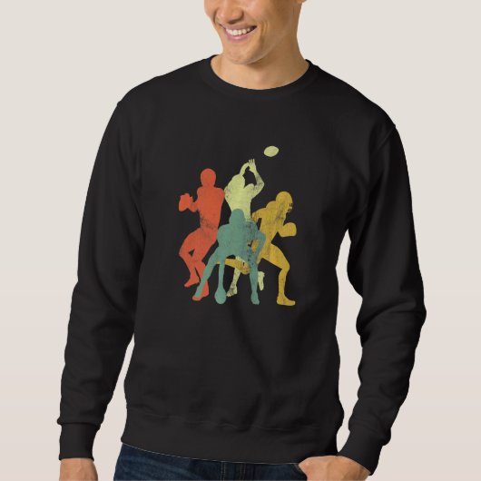 Football Retro Vintage Quarterback Lineman Receive Sweatshirt (Vorderseite)